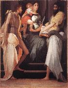 Rosso Fiorentino Madonna Enthroned between Two Saints oil on canvas